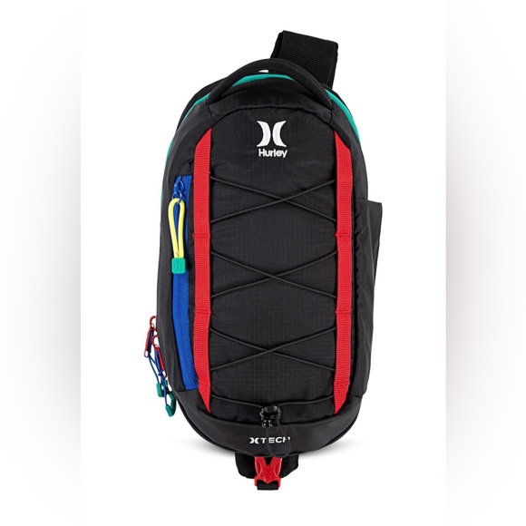 Hurley Men's Crossbody Sling Bag, Black/Primary Multi, - Picture 2 of 5
